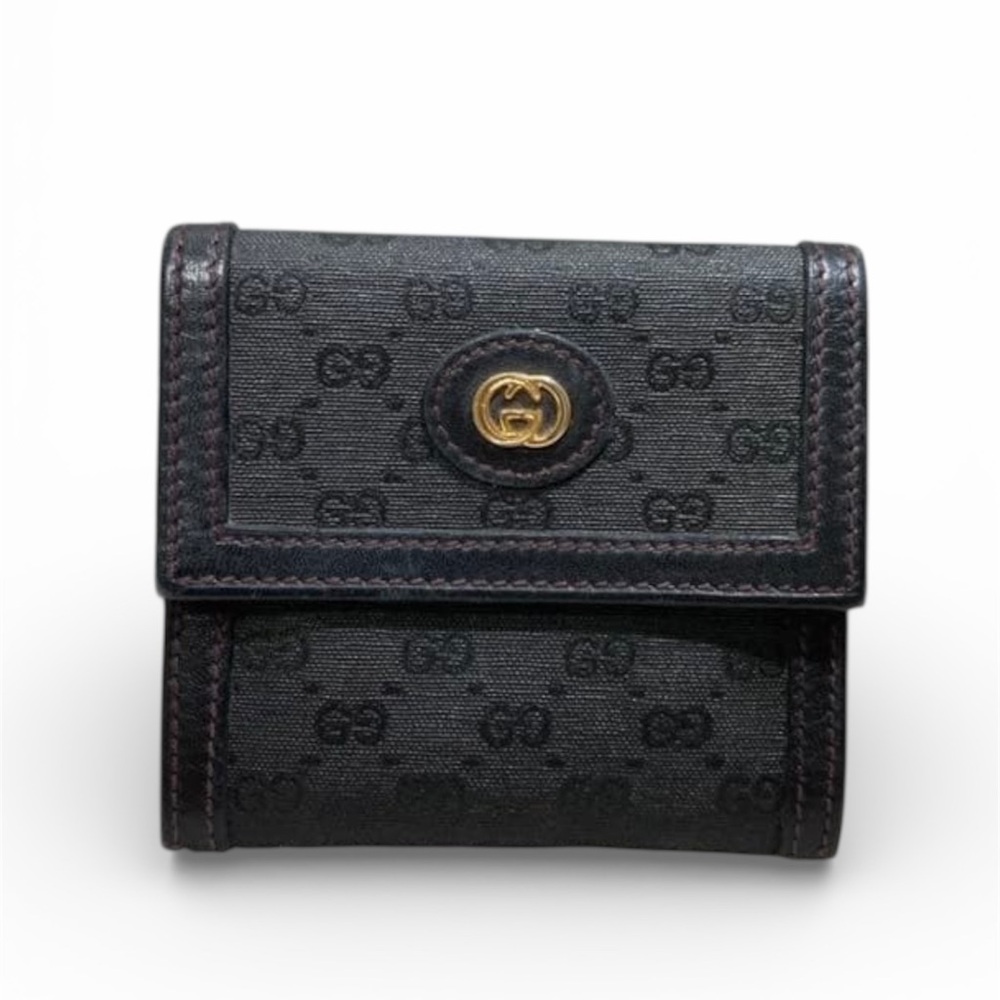 Gucci Black and Gold mini Monogram Coin Holder